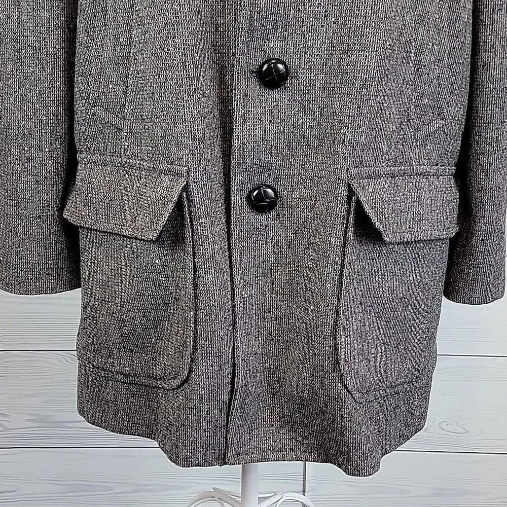 Vintage PENDLETON Car Coat Wool Donegal Tweed Jacket Mens Size 46 Long